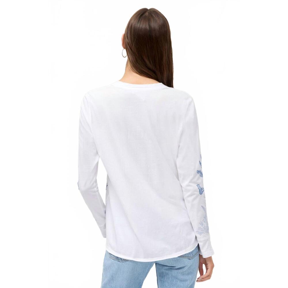 NEW JOHNNY WAS riley slit sleeve tee in white - Picture 5 of 6
